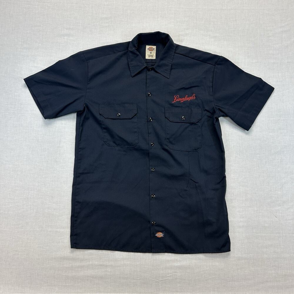 Dickies Leinenkugel Brewery Work Shirt Men's Medium Blue Short Sleeve Button Up